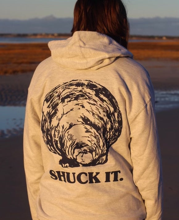 Midweight Hoodie Gray/Navy "Shuck It" (Unisex)