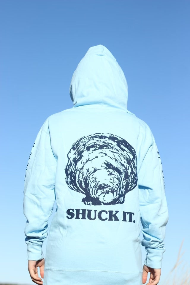 Midweight Hoodie Aqua "Shuck It" (Unisex)
